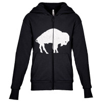 Limited Edition Distressed Standing Buffalo White Youth Zipper Hoodie | Artistshot