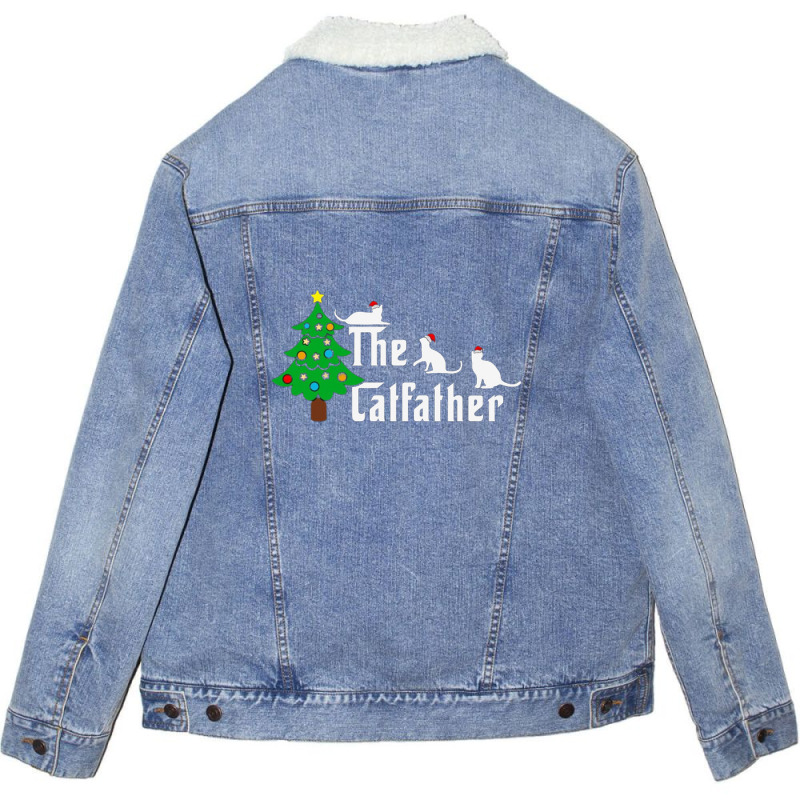 The Cat Father Funny Christmas Cat Dad Unisex Sherpa-Lined Denim Jacket by salma55 | Artistshot