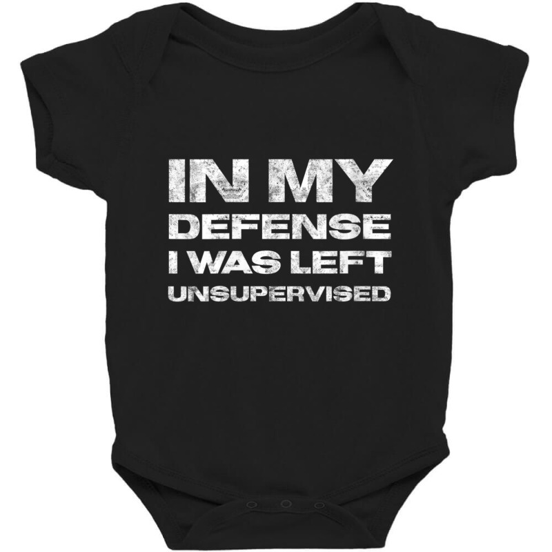 Womens In My Defense I Was Left Unsupervised Distressed V-neck Baby Bodysuit | Artistshot