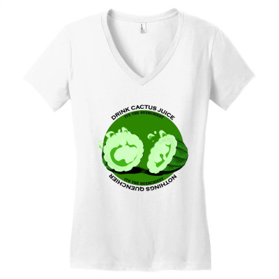 Cactus Juice Logo Women's V-neck T-shirt Designed By Warning