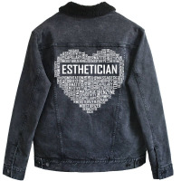 Womens Esthetician Heart Gifts Aesthetician Beautician Love Gift V Nec Unisex Sherpa-lined Denim Jacket | Artistshot