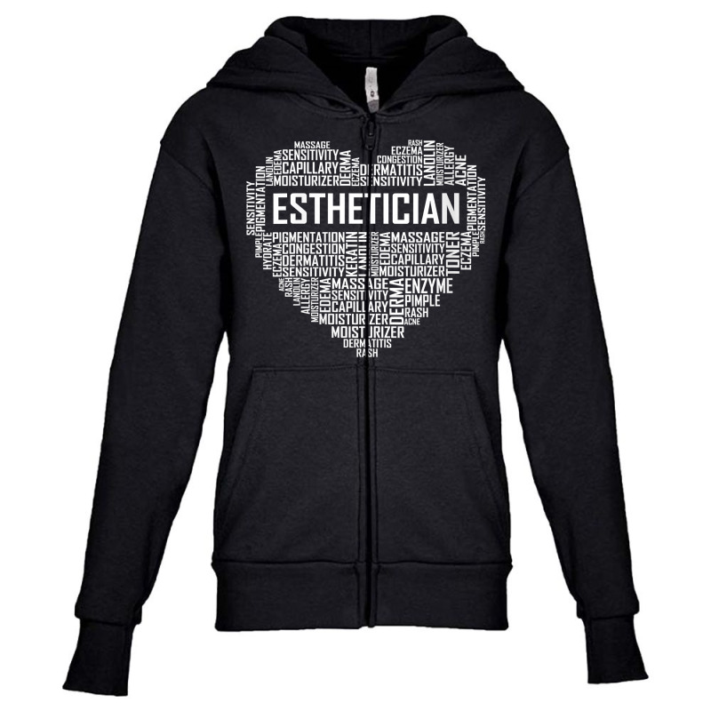 Womens Esthetician Heart Gifts Aesthetician Beautician Love Gift V Nec Youth Zipper Hoodie | Artistshot