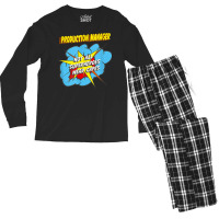 Production Manager Funny Superhero Job T Shirt Men's Long Sleeve Pajama Set | Artistshot