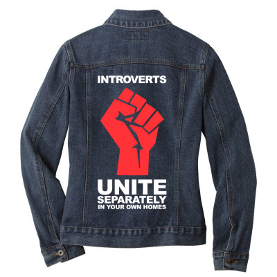 Dont Introverts Ladies Denim Jacket Designed By Warning