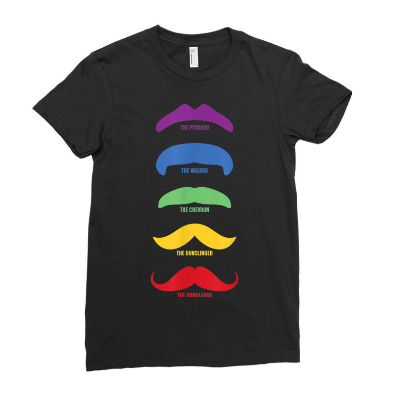 Top 5 Rainbow Moustache Styles For Gay Pride Parade Ladies Fitted T-Shirt by STEVEHARDING | Artistshot