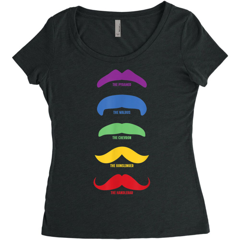 Top 5 Rainbow Moustache Styles For Gay Pride Parade Women's Triblend Scoop T-shirt by STEVEHARDING | Artistshot