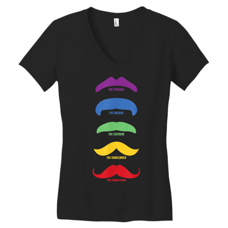 Top 5 Rainbow Moustache Styles For Gay Pride Parade Women's V-Neck T-Shirt by STEVEHARDING | Artistshot