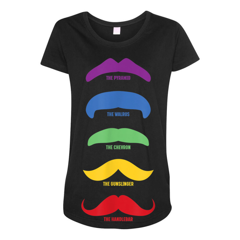 Top 5 Rainbow Moustache Styles For Gay Pride Parade Maternity Scoop Neck T-shirt by STEVEHARDING | Artistshot