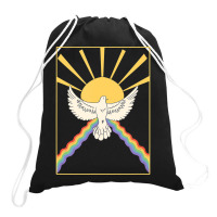 Hot Trend The Holy Spirit Cute Modern Dove And Rainbow Drawstring Bags | Artistshot