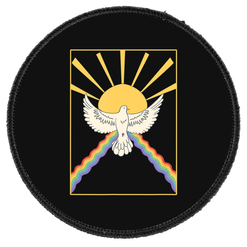 Hot Trend The Holy Spirit Cute Modern Dove And Rainbow Round Patch | Artistshot