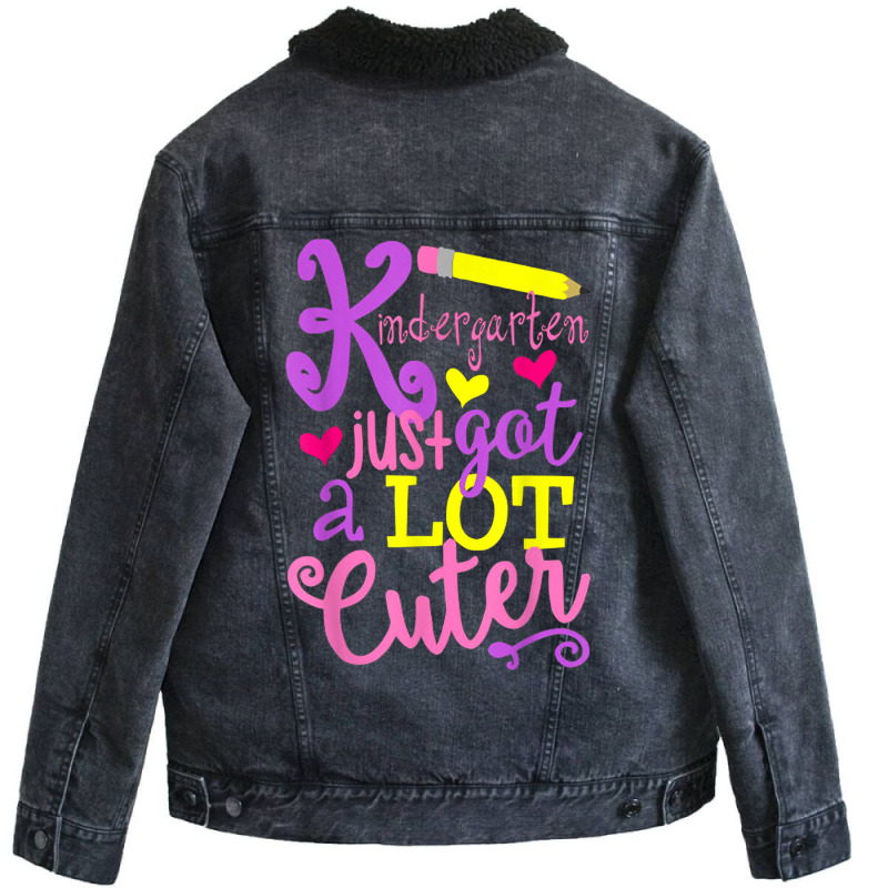 Kindergarten Just Got A Lot Cuter Back To School Kid Unisex Sherpa-lined Denim Jacket | Artistshot