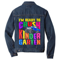 Kindergarten Monster Truck Back To School Boys Gift Men Denim Jacket | Artistshot