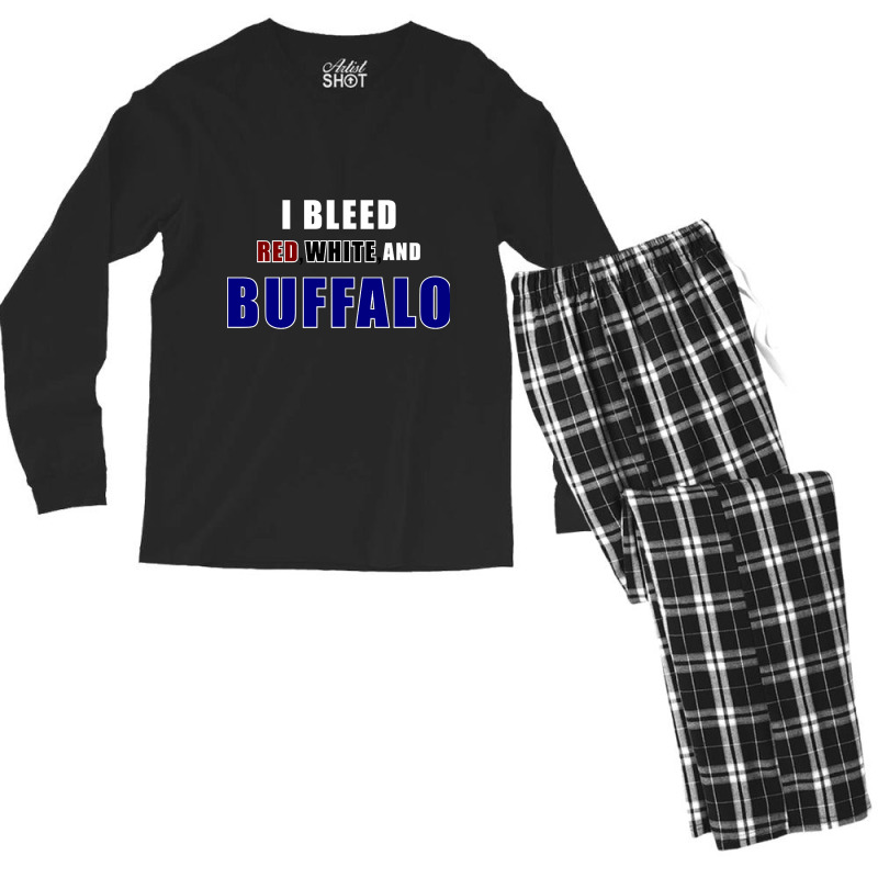 Hot Trend I Bleed Red White And Buffalo Men's Long Sleeve Pajama Set by michealyoungerlk01 | Artistshot