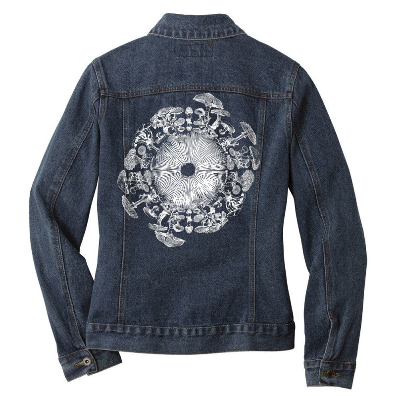 Mushroom Iris Mycology Foraging Mycologist Spore Print Premium T Shirt Ladies Denim Jacket by puawhla | Artistshot