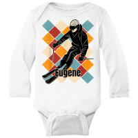 Eugene Skiing Slopes Vintage Skier Name T Shirt Long Sleeve Baby Bodysuit | Artistshot