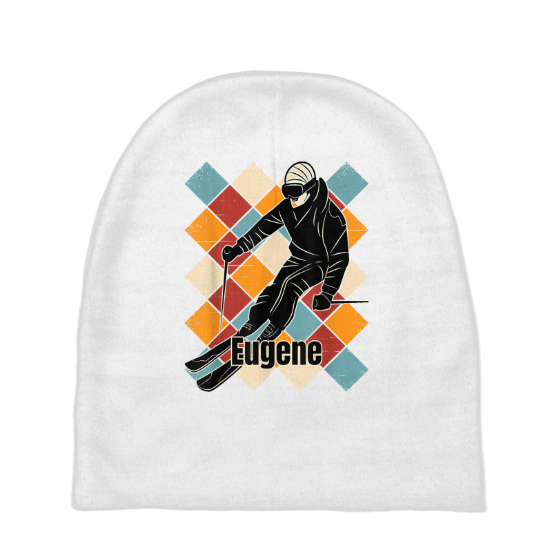 Eugene Skiing Slopes Vintage Skier Name T Shirt Baby Beanies by araceliphexy | Artistshot