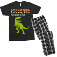 Let's Eat Kids Punctuation Matters T-rex Funny Grammar Men's T-shirt Pajama Set | Artistshot