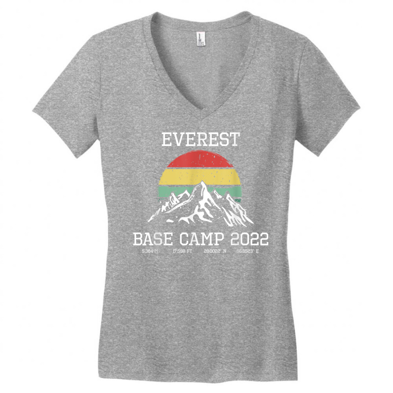 Climbed Base Camp Mount Everest South 2022 Hike Nepal Sun T Shirt Women's V-Neck T-Shirt by javauxswar | Artistshot