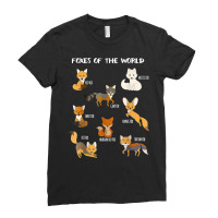 Foxes Of The World Funny Fox Animals Educational T Shirt Ladies Fitted T-shirt | Artistshot