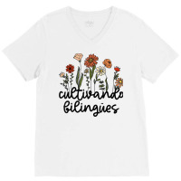 Cultivando Bilingues Dual Language Crew Bilingual Teacher T Shirt V-neck Tee | Artistshot