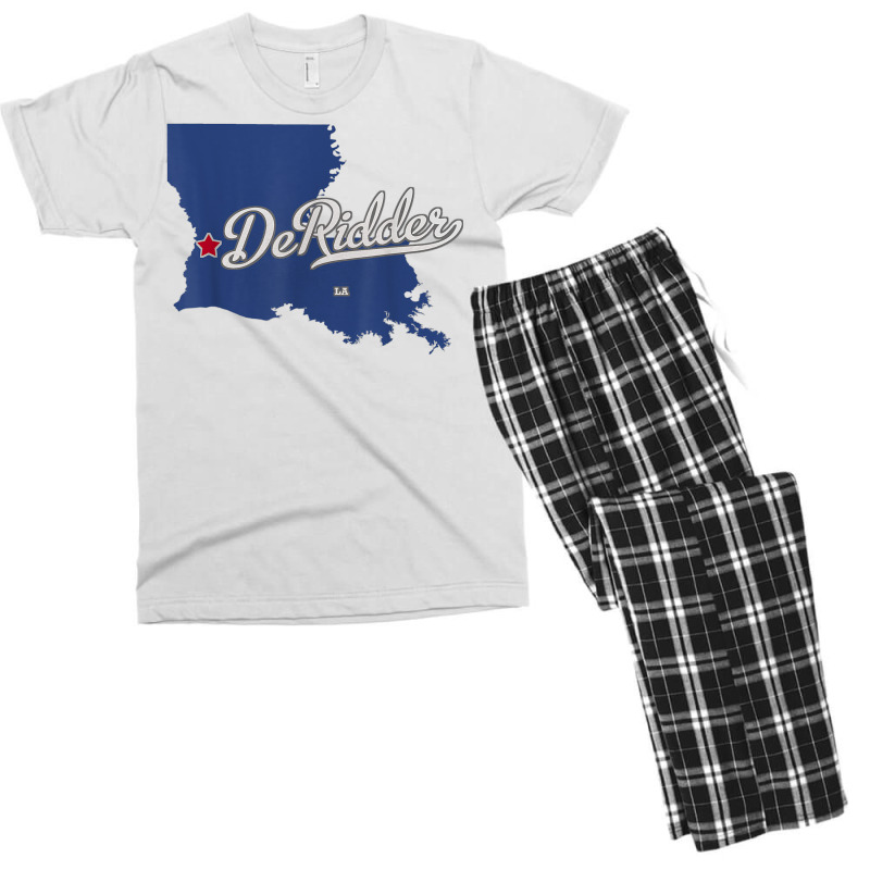 Deridder Louisiana La Map T Shirt Men's T-shirt Pajama Set | Artistshot