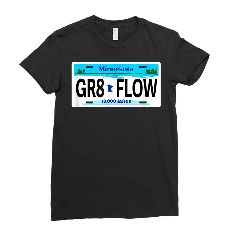 Gr8 Flow Hair Minnesota Mn License Plate Gift Ice Hockey T Shirt Ladies Fitted T-Shirt by araceliphexy | Artistshot