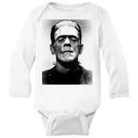 Classic Halloween Monster Poster Horror Movie Frankenstein Long Sleeve Baby Bodysuit | Artistshot