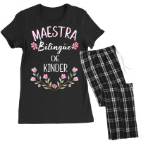 Maestra Bilingue Shirt Bilingual Teacher Spanish Kinder Women's Pajamas Set | Artistshot