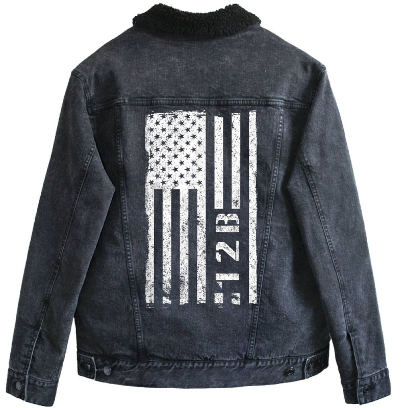 12b Combat Engineer Vintage American Flag Unisex Sherpa-Lined Denim Jacket by ALFREDMCGOWAN | Artistshot