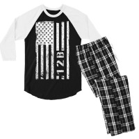 12b Combat Engineer Vintage American Flag Men's 3/4 Sleeve Pajama Set | Artistshot