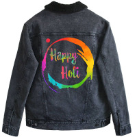 Happy Holi Colorful Colors India Dance Hindu Festival Spring T Shirt Unisex Sherpa-lined Denim Jacket | Artistshot