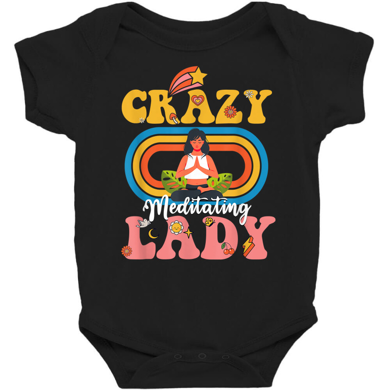 Crazy Meditation Lady Funny Meditation Lover Groovy T Shirt Baby Bodysuit by ald1heberts | Artistshot