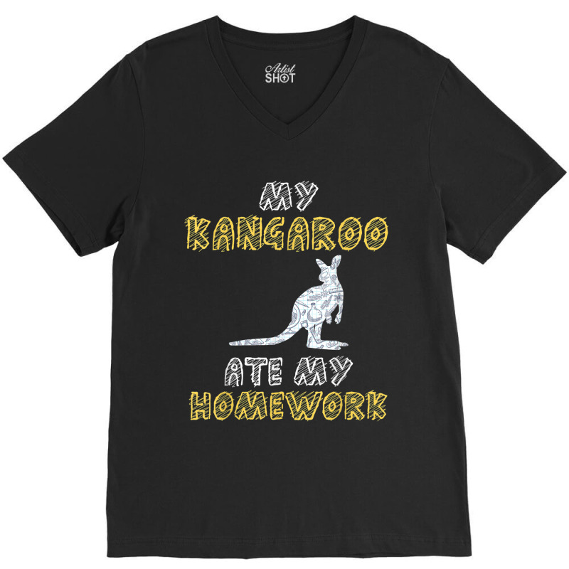 My Kangaroo Ate My Homework Wallaroo Joey Kid Back To School V-neck Tee | Artistshot