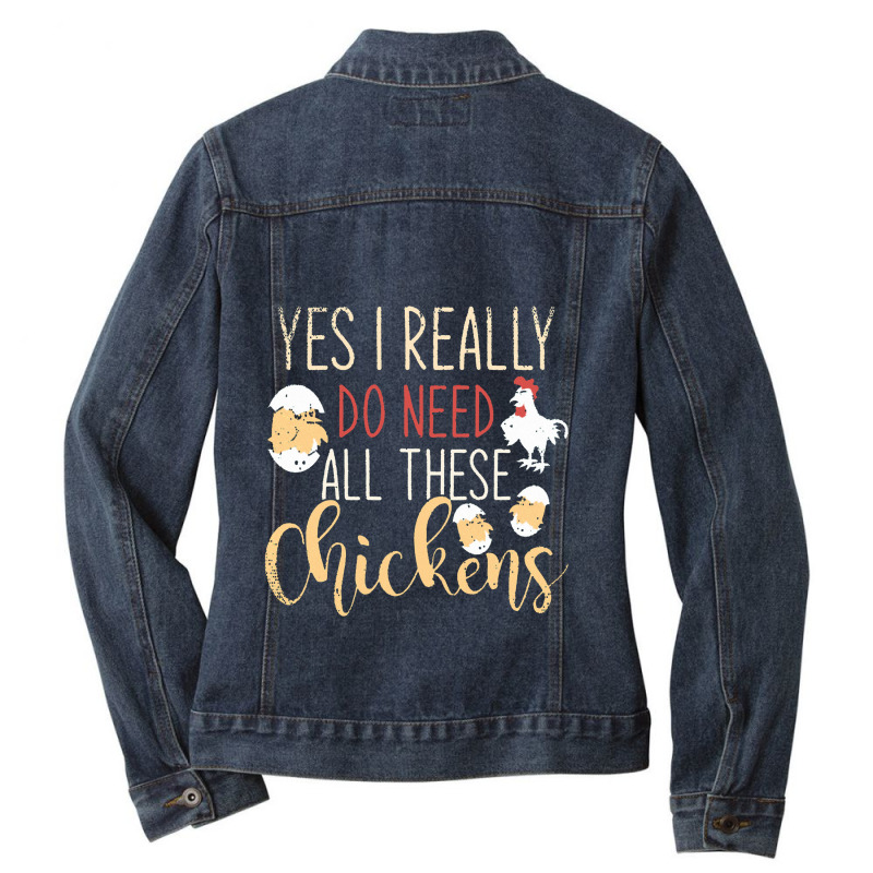 Chicken T Shirt Retro Farm Animal Chicken Ladies Denim Jacket by daunikan | Artistshot