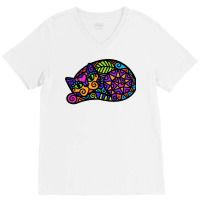 Doodley Doodlecat Sleepy 80s V-neck Tee | Artistshot