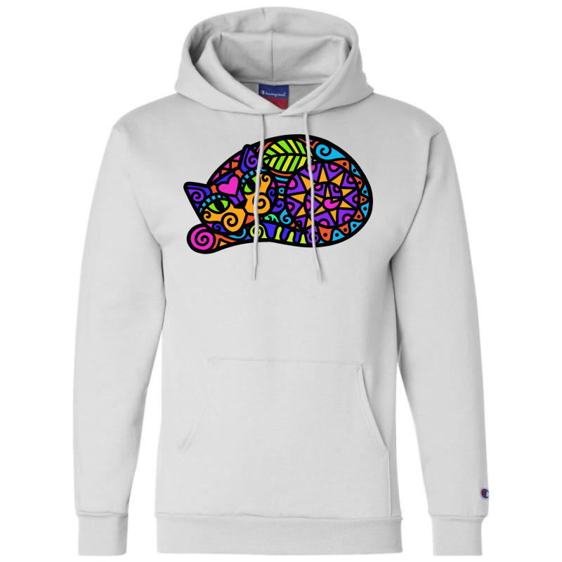 Doodley Doodlecat Sleepy 80s Champion Hoodie | Artistshot