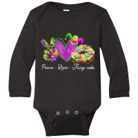 Peace Love King Cake Shirt A Mardi Gras Party Carnival T Shirt Long Sleeve Baby Bodysuit | Artistshot