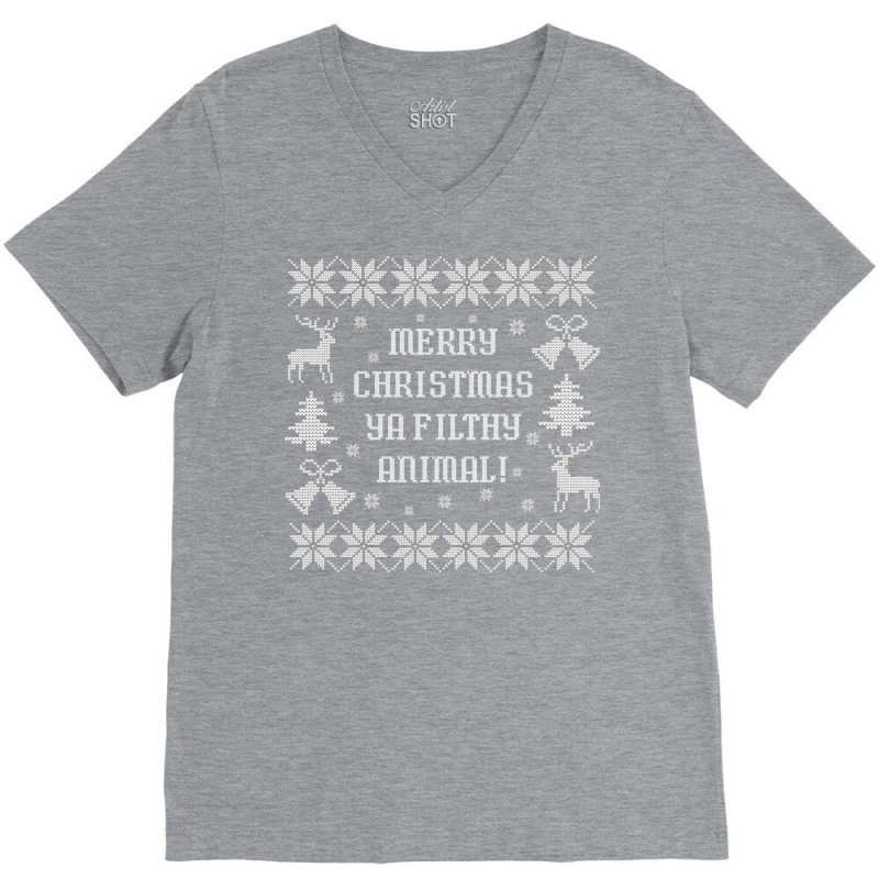 Merry Christmas Ya Filthy Animal Stars V-neck Tee | Artistshot