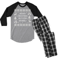 Merry Christmas Ya Filthy Animal Stars Men's 3/4 Sleeve Pajama Set | Artistshot