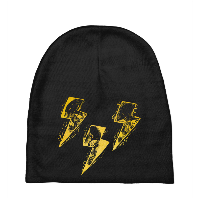 Lightning Skull Gold Baby Beanies by Gurkan | Artistshot