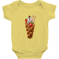 Bubble Waffle Ice Cream ,egg Bubble Waffle Vanilla Ice Cream Baby Bodysuit | Artistshot