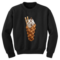 Bubble Waffle Ice Cream,egg Bubble Waffle Vanilla Ice Cream Youth Sweatshirt | Artistshot