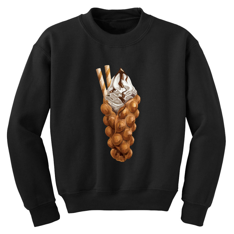 Bubble Waffle Ice Cream,egg Bubble Waffle Vanilla Ice Cream Youth Sweatshirt by tomjerrycrush39 | Artistshot