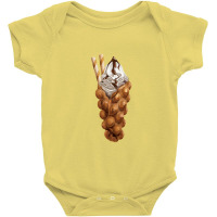 Bubble Waffle Ice Cream,egg Bubble Waffle Vanilla Ice Cream Baby Bodysuit | Artistshot