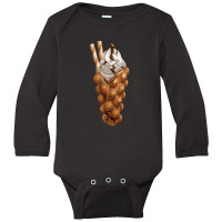 Bubble Waffle Ice Cream,egg Bubble Waffle Vanilla Ice Cream Long Sleeve Baby Bodysuit | Artistshot