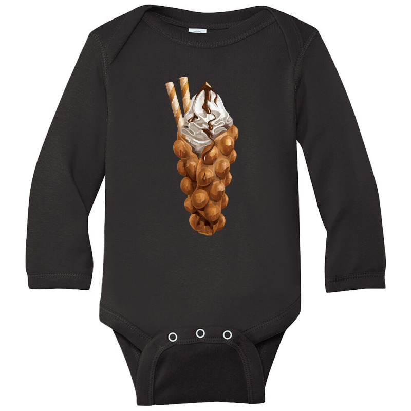 Bubble Waffle Ice Cream,egg Bubble Waffle Vanilla Ice Cream Long Sleeve Baby Bodysuit by tomjerrycrush39 | Artistshot