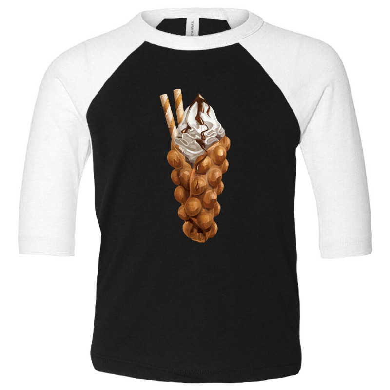 Bubble Waffle Ice Cream,egg Bubble Waffle Vanilla Ice Cream Toddler 3/4 Sleeve Tee by tomjerrycrush39 | Artistshot