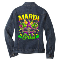 Mardi Gras Mask Beads New Orleans Mardi Gras Parade Carnival T Shirt Ladies Denim Jacket | Artistshot