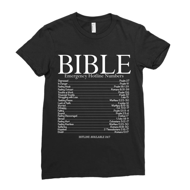 Bible Emergency Hotline Numbers Shirt, Bible Verse Shirt Ladies Fitted T-Shirt by GARRICKFULLER | Artistshot