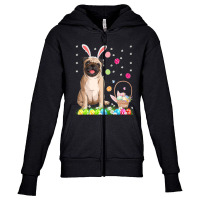 Happy Easter Cute Bunny Dog Pug Wearing Bunny Ears Gift Youth Zipper Hoodie | Artistshot